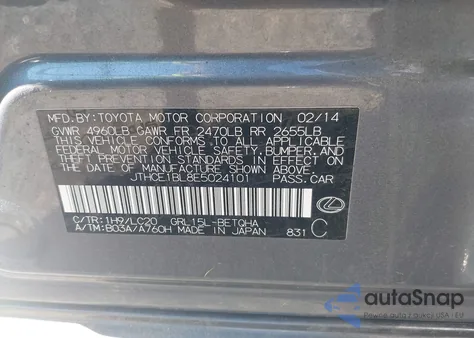 2014 Lexus Gs 350 from USA, damaged, VIN JTHCE1BL8E5024101